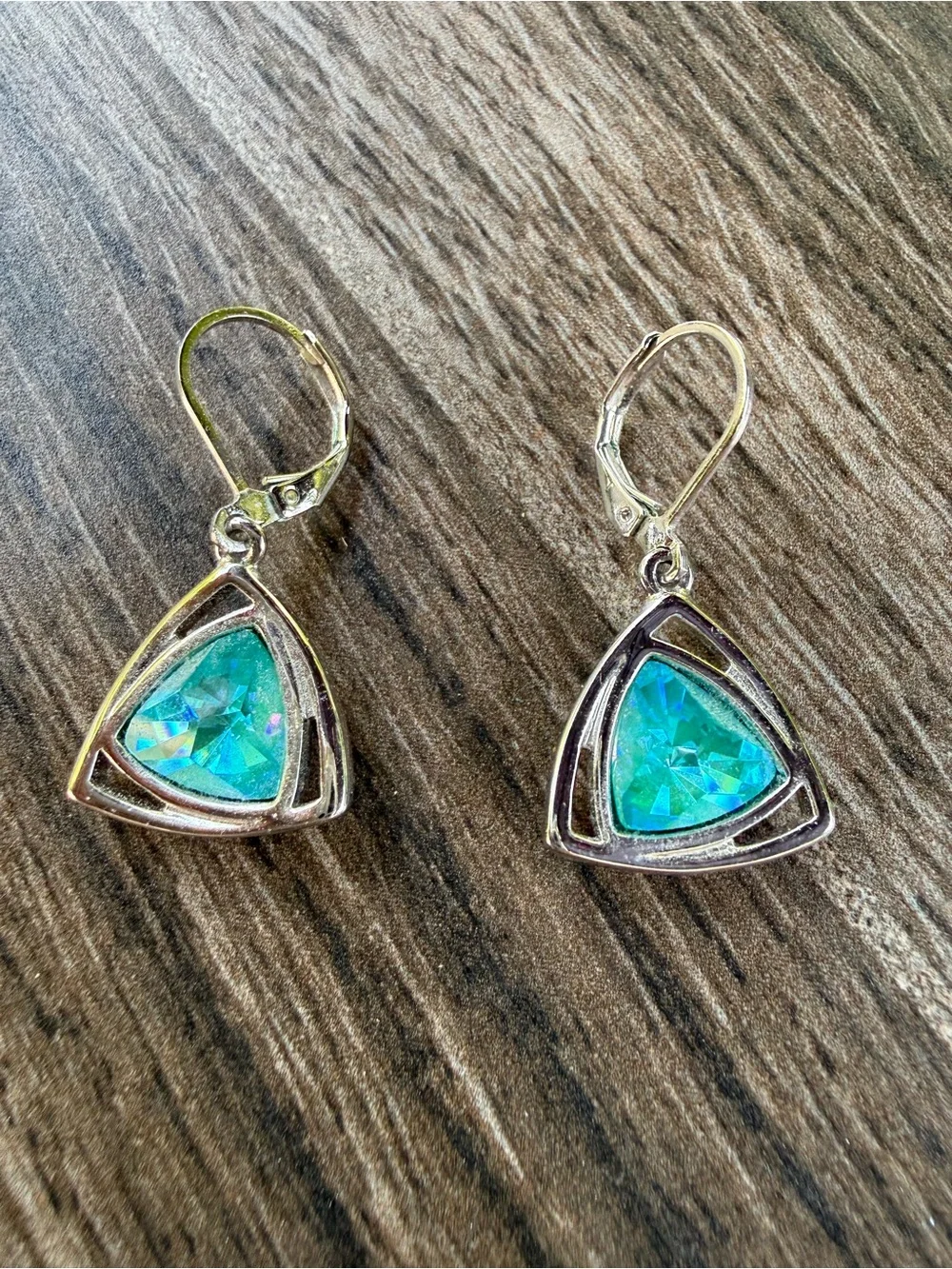 Touchstone Crystal Laguna Turquoise Triangle Drop Earrings
